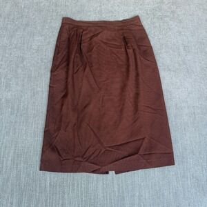 Vintage EH Woods Midi Skirt Womens 12 Brown Houndstooth Lined Pleated Back Slit